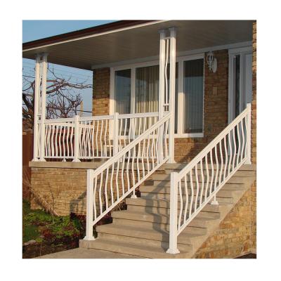 China Matt White Powder Paint Industrial Baking Aluminum Stair Railing/Fence/Barrier with Top Solid Wood Railing for USA Building Customer for sale