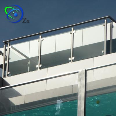 China 316 Stainless Steel Balcony Balustrade Panel Terrace Glass Barrier/Balustrade 316 Stain Mirrors Villa Modern Glass External Frameless Semi Post Glass Railing for sale