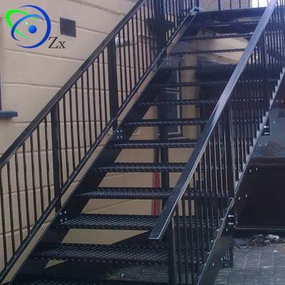 China Modern outdoor metal fire escape stair /exterior mild steel precast stairs/precast wrought iron stair railing for sale