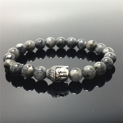 China Good Polish Beads Labradorite Gemstone Beaded Bracelet Custom Beads Stretch Bracelet Buddha Design For Women And Men Fashion Wear for sale