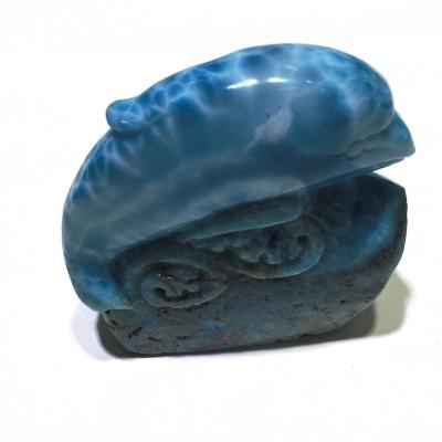 China For Jewelry Making Factory Price Natural Larimar Dolphins Carving Sculpture Display For Fashion And DIY Custom Jewelry Making Design Make To Order for sale