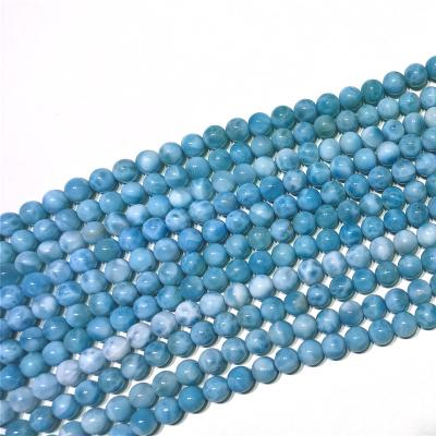 China For Jewelry Making Natural Larimar Round Beads Gemstone For Jewelry And Design for sale