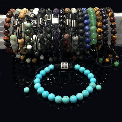 China Fine Polishing Beads Gemstone Beads CZ Macrame Braid Bracelets Adjustable Rope Bracelet Handmade CZ Charm Design Beaded Bracelet Natural Stone for sale