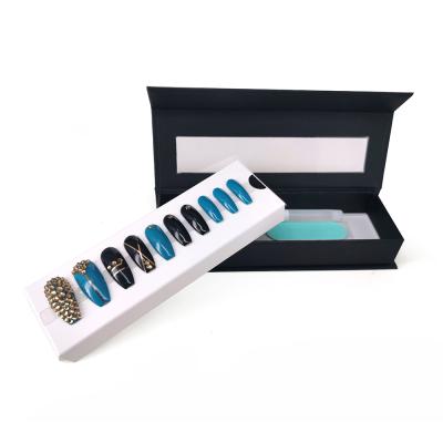 China Low MOQ Recycled Materials Luxury Press On Nail Packaging Empty Box Available With Window For Artificial Nails for sale