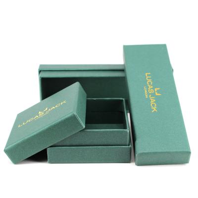 China Zhuoyida Biodegradable Custom Logo Printed Green Lid And Base Kraft Paper Jewelry Box Packaging With Gold Logo for sale