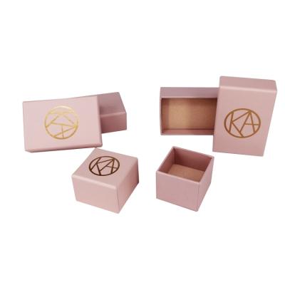 China Zhuoyida Handmade Custom Logo Printed Cardboard Jewelry Gift Box Packaging Pink Rose Ring Box for sale