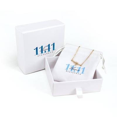 China Zhuoyida Handmade Custom Logo Printed White Drawer Cardboard Box Packaging Jewelry Box Necklace Box Packaging Slip for sale