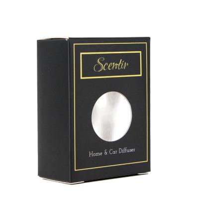 China Recycled Materials Zhuoyida Logo Printed Black Diffuser Box Custom Packaging With Window Box For Reed Diffuser for sale