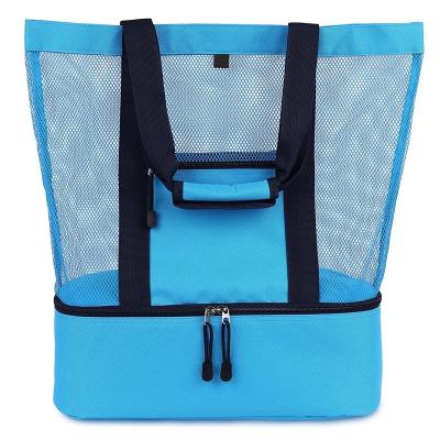 China Multifunctional with cooler Amazon hotsale custom summer mesh beach tote bag with cooler for sale