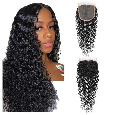 China High Quality 100% Raw Curly Hair Human Hair Extension Preplucked Deep Curly Hair Lace Wigs 4x4 Hd Lace Closure for sale