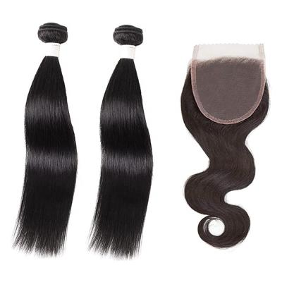 China Wholesale 4x4 Hd Fiber Lace Frontal Closure 100% Human Hair 100% Straight Deep Wave Hair Bundles And Closure Set for sale