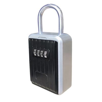 China Aluminum Alloy And Steel Wholesale Outdoor Portable Key Password Key Lock Box 4 Digit Key Storage Box Safe With Shackle for sale