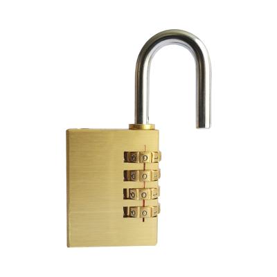 China High Quality Outdoor Brass Resetable Combination Padlock with 4 Wheel Codes for Luggage/Cabinet/Student Desk for sale