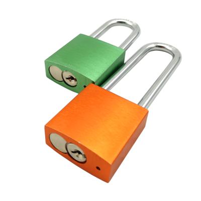 China Colorful Aluminum Factory Industry Laser Logo Cute Padlock For Security Padlock 40mm Long Shackle Oxidation Aluminum Padlock for sale