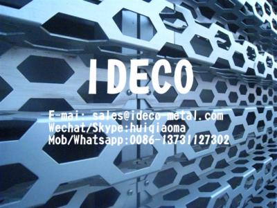 China Hexagonal Holes Perforated Screen Aluminium Corrugated Sheet Metal for Audi Terminal Facade Claddings for sale