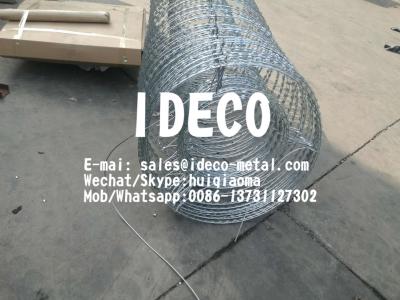 China Double Coil Concertina Razor Wires, Galvanized Steel Double Barbed Tape Concertinas for sale