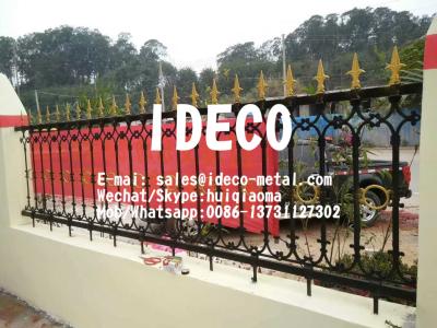 China Metal Picket Fences Garden Edging, Wrought Iron Palisade Security Fencing, Residential Forged Head Steel Railings for sale