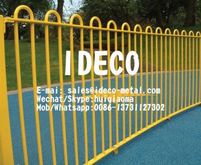 China Colorful Steel Bow Top Railing Fences, Decorative Metal Hoop Top Security Fences, Ornamental Hairpin Railings for sale