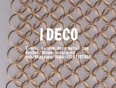 China Chainmail Ring Mesh Curtain, Decorative Chain Mail Curtains, Bronze/ Copper Welded Architectural Ring Mesh for sale