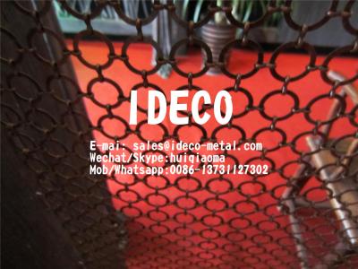 China Decorative S-hook Ring Mesh Curtains, Antique Copper Round Flat Link Chain Curtains, Architectural Ring Mesh Divider for sale