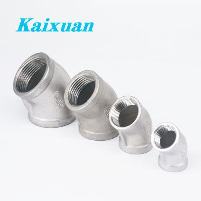 China Oil 1/4 - 4 Inch Stainless Steel Pipe Fitting 304 316 45 Degree Bend Female Threaded Casting Elbow For Water Gas Piping for sale