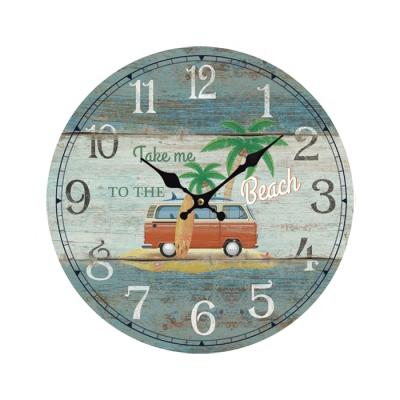 China Antique Shabby Chic WOODEN ROUND WALL CLOCK MDF style ITEMS WALL DECOR for sale