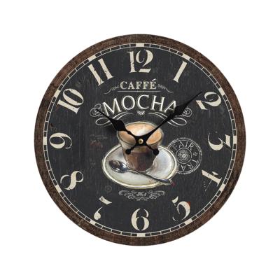 China Coffee Shop Customizable Design Antique Style Wall Palque Wooden Clock Decor for sale