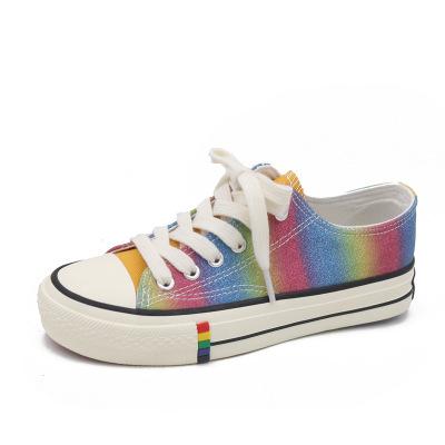 China Fairy deodorization rainbow canvas shoes girl new 2019 summer Korean version of the basic tide of cloth shoes CIA students girls shoes for sale