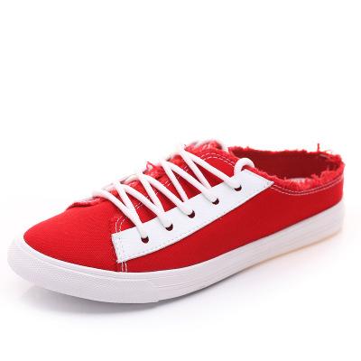 China Deodorization Half Pulling Korean Super Canvas Girls' Shoes No Heels Shoes Lazy Summer White Shoes for sale