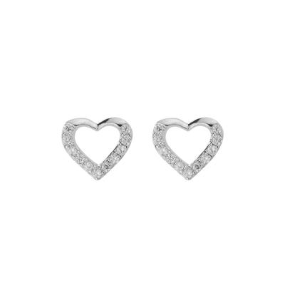 China Sterling Silver Heart Shape Earrings With Rhinestone Women Heart Shape 925 Sterling Silver Earrings With Rhinestone, Popular Fancy Earrings for sale