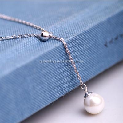 China Wholesale Silver 925 Sterling Silver Big Pearl Chain Pendants Necklace for sale