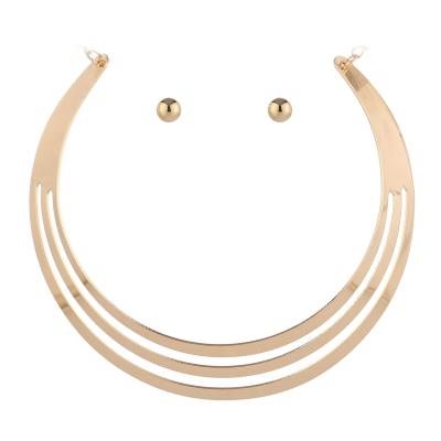 China Fashionable Alibaba Wholesale Company Adjustable Choker Necklace Women Dubai Gold Plated Jewelry Set for sale