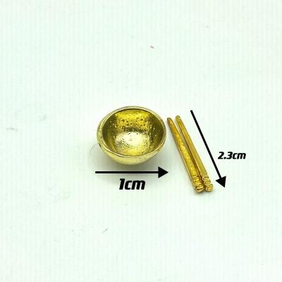 China China Dollhouse Gold Bowl Miniature Chopsticks Tableware Gold Wedding is tie-in for sale