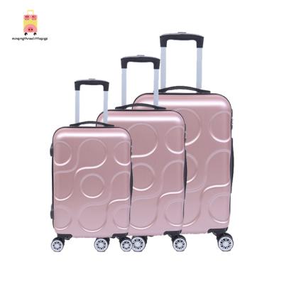 China ABS Hard Glossy PC Style 3 Pieces Circle Shell Suitcase Set Custom Travel Bags for sale