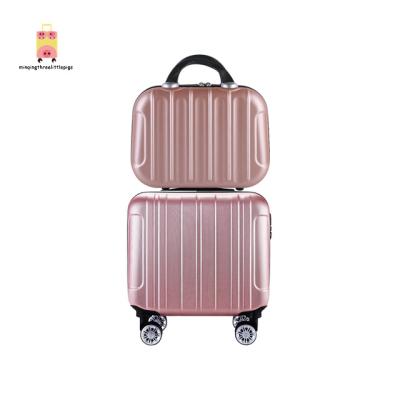 China ABS 14 18 inch classic vertical line mini small nail plastic suitcase luggage for travel for sale