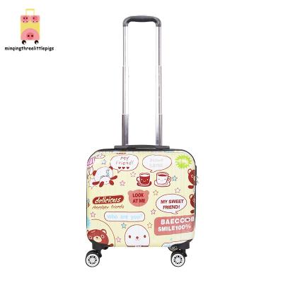 China ABS For Kids Printed Cute 18 Inch Three-Seal Pull Rod Mini Hard Shell Luggage Travel Suitcase for sale