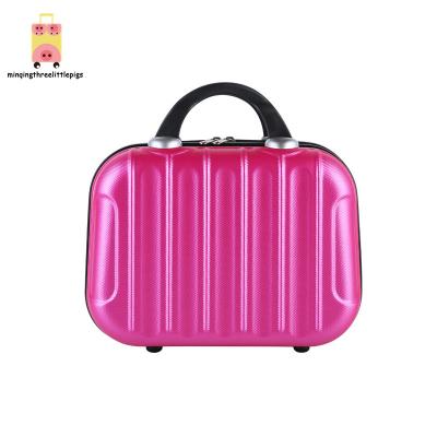 China ABS 14 Inch Mini PC Beauty Suitcase Cosmetic Bags With Handle Portable Makeup Luggage Storage Bag for sale