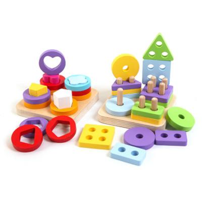 China Educatioal Kids Montessori Wooden Toys Rainbow Blocks Child Learning Toy Baby Music Rattles Colorful Wooden Blocks Educational Toy Graphic for sale