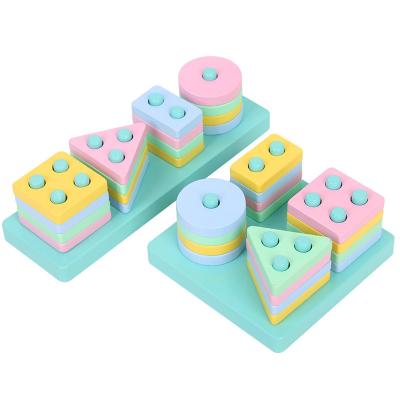 China Educatioal Toys Mini Size Wooden Montessori Toy Building Blocks Color Shape Match Early Learning Children Play For Boys Girls for sale