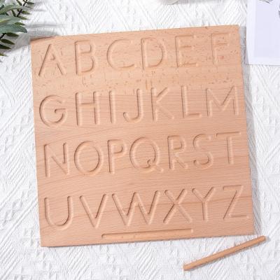 China Board Multifunctional Wooden Sensory Alphabet Letter Toy Montessori Discovery Letter Learner Toy Double Sided For Kids Ages for sale