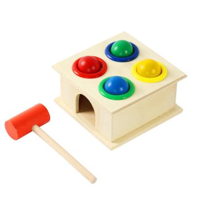 China Eco-friendly Material Colorful Hammering Ball+Wooden Blow Hammer Box Kids Early Learning Educational Toys for sale