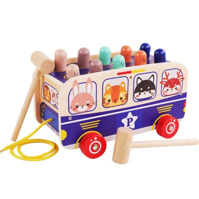 China Set Intellectual Wooden Bus Force 1 Supplies Toy Funny Colorful Prelearning Knocking Educational Toy For Baby Home Children for sale