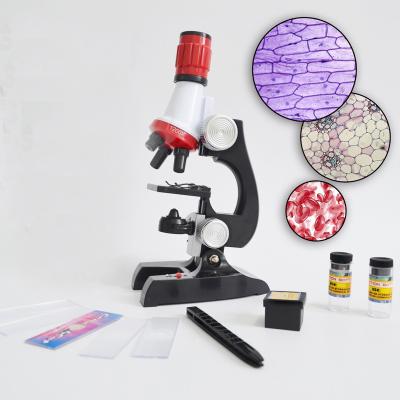 China Cheap Science Adventure Kids Toy 100X 400X 1200X Zoom Illuminated Monocular Plastic Biological Microscope For Kids Birthday Educational Gift for sale