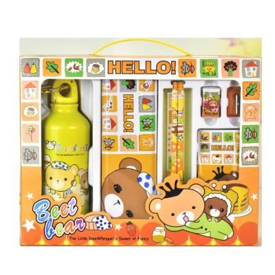 China Kid Stationery Set Hotsale Water Bottle Birthday Gift 8 Piece Stationery Set Creative Kindergarten Kids Pencil Case Learning Supplies for sale