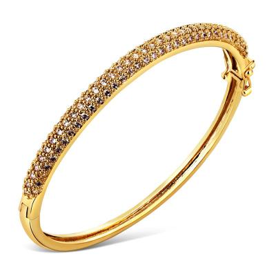 China Production Customized 9K, 10K, 14k, 18K Yellow Gold Safe And Diamond Setting Bangle Bracelet for sale