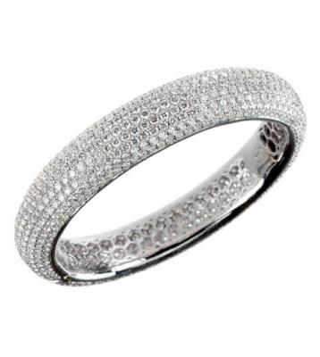 China Customized Production Safe Customized 9K, 10K, 14k, 18K White Gold And Diamond Pave Setting Bangle Bracelet for sale