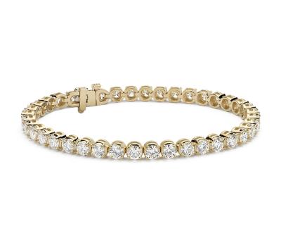 China Customized Production Safe Customized 9K, 10K, 14k, 18K Yellow Gold And Diamond Setting Tennis Chain Bracelet for sale