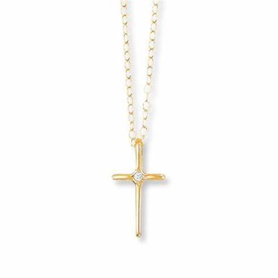 China Customized cross necklace safe production 9K 10K 14K 18K gold cut natural single brilliant diamond necklace design for sale