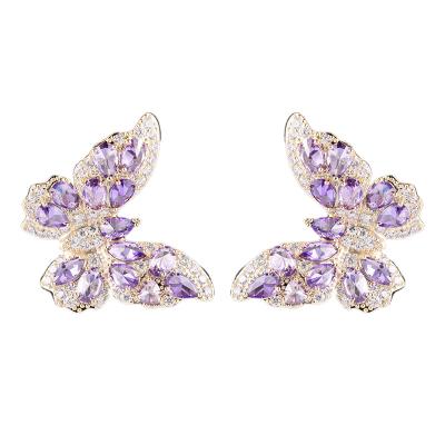 China Wholesale Trendy Design Earrings Fashionable Wholesale Gold Plated Butterfly Stud Earrings New Hot Selling for sale