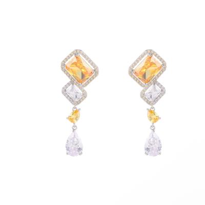 China Fashionable wholesale new design trendy earrings gold plated earrings geometry CZ setting stud hot sale for sale